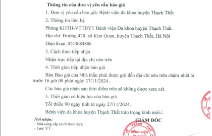 Thư mời chào giá bảo dưỡng thiết bị phòng mổ 1959
